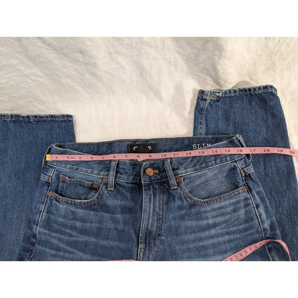 Madewell women's W31 L 32 slim dark wash denim jeans 100% cotton mid rise O9 - Picture 6 of 10